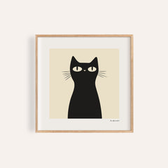 Simple black cat art with minimalist design
