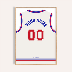 Basketball Jersey Poster in Plain White with Red Number