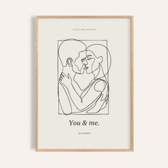 Abstract Figures personalised print, shown framed in natural wood