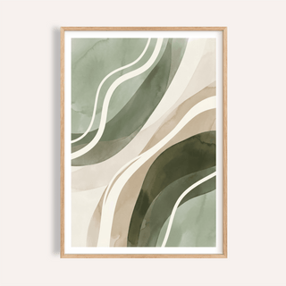 Green Abstract Print green beige white living room art print