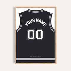 Basketball Jersey Poster in Black with White Number