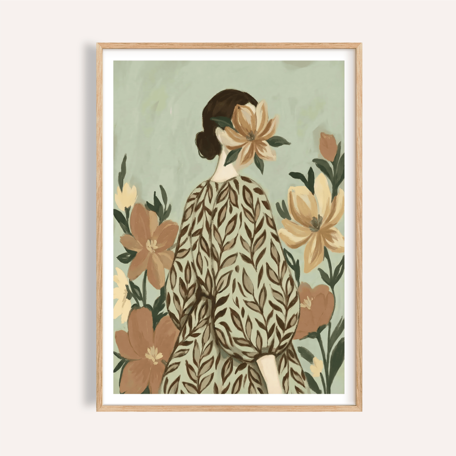 Woman with Flowers Art Print for Elegant Wall Decor
