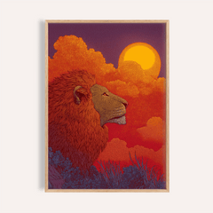 Lion Sunset Art Print