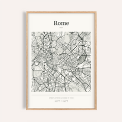Rome Map Print — Personalised City Atlas · Natural wood frame example