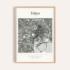 Tokyo Map Print — Personalised City Atlas · Natural wood frame example