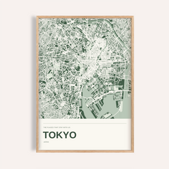 Tokyo Colour Map Print — Personalised Wall Art · Natural wood frame example