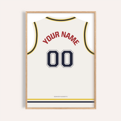 Basketball Jersey Poster in White with Yellow and Navy Trim