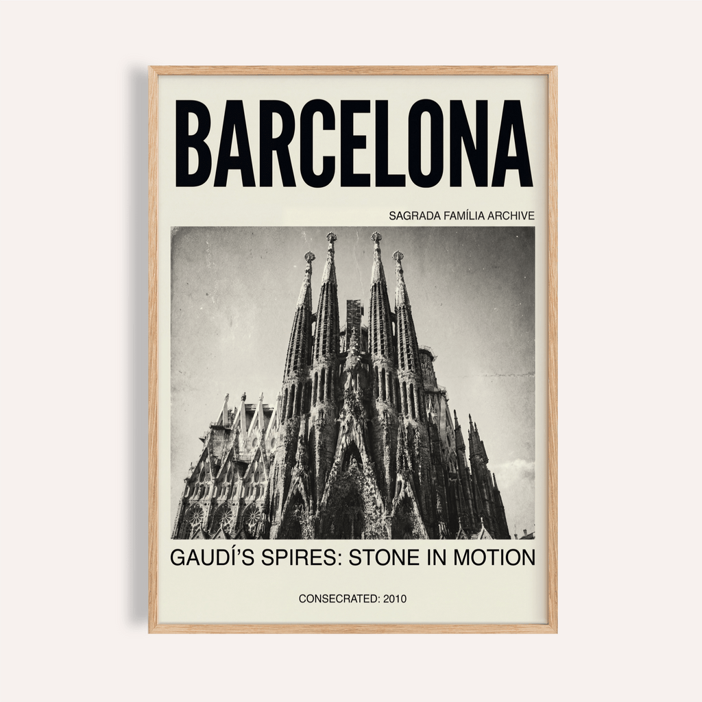 Barcelona Architecture Poster | Basilica Spires in Black and White