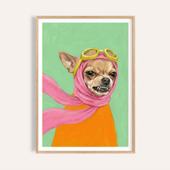 Funny Dog Art wall art with Pink, Orange, and Green for living room