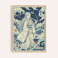 Yuki Onna Wall Art poster showing snow spirit in patterned kimono