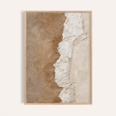 Textured art print of an earthy texture divide with brown and cream tones