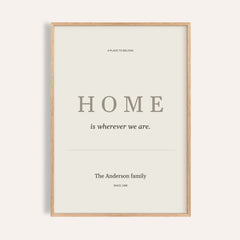 Home Personal Print personalised print, shown framed in natural wood