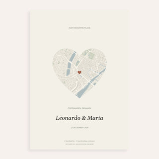 Love Map Poster personalised print, Print only