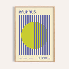 Mid Century Modern Art: Lime Veil framed print on a warm off-white wall