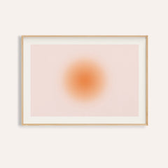 Peach aura print with a soft apricot orb on a pale blush landscape sheet