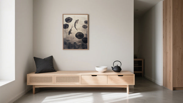 Beauty of Japandi art with soft neutral gradients