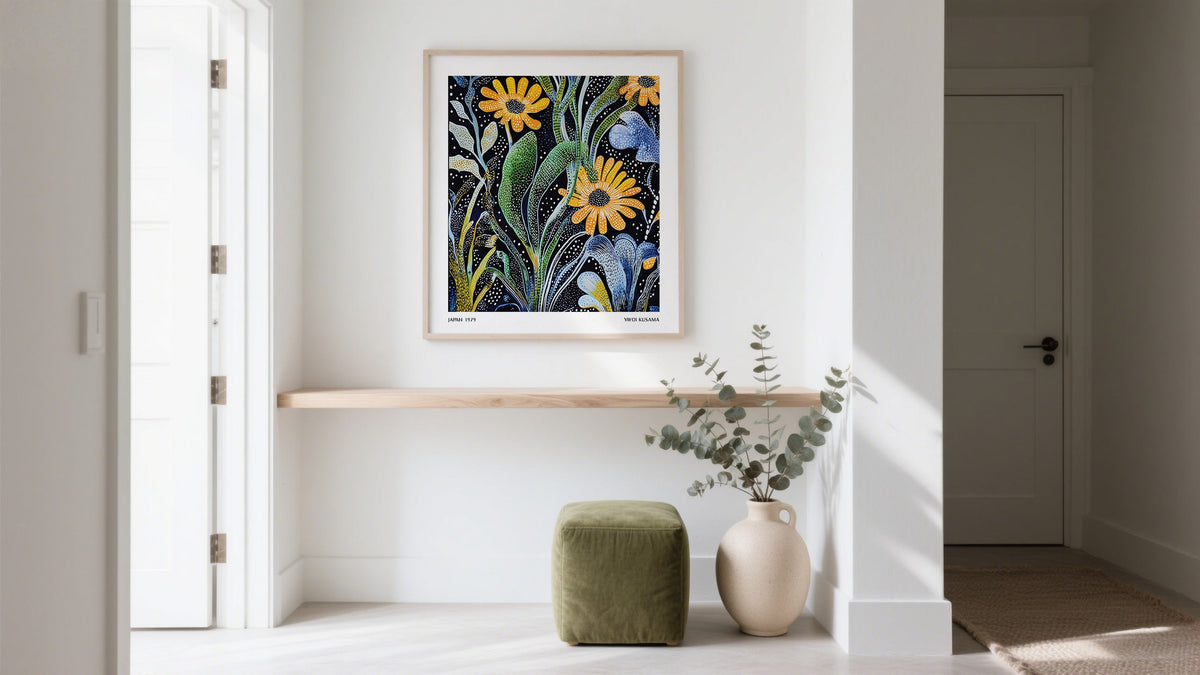 Room Posters inspired by Yayoi Kusama floral dot patterns