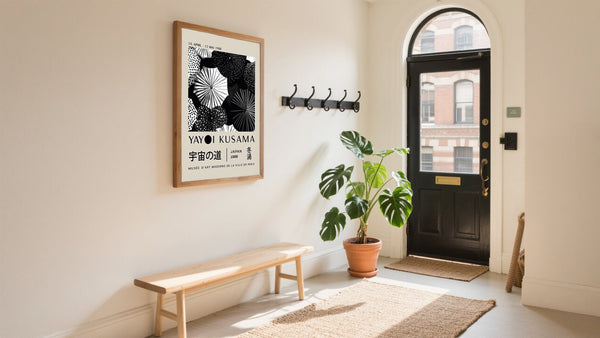 Black and white art with Yayoi Kusama inspired Umbrella Wall Print