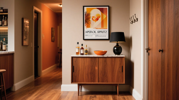 How to Decorate a Bar Cart with Aperol Spritz Wall Art