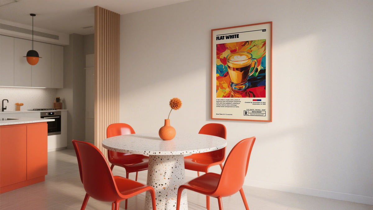Artwork Coffee above a dining table