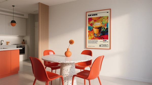 Artwork Coffee above a dining table