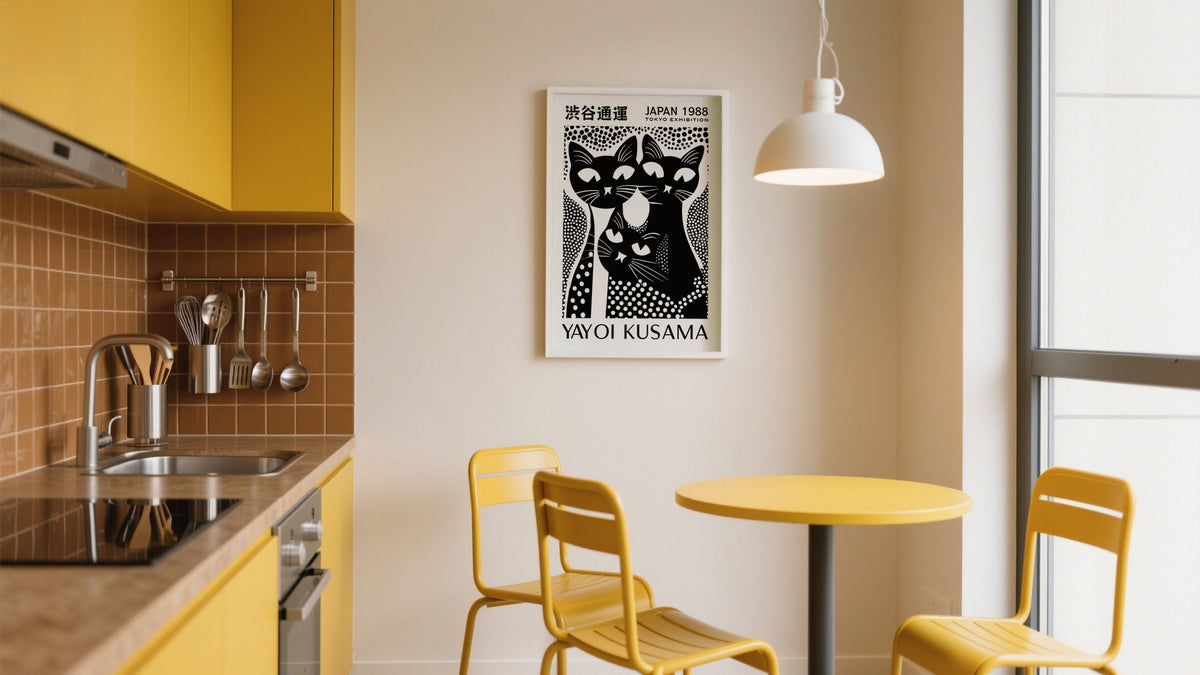 Modern Art online of a family of cats inspired by Yayoi Kusama Dots