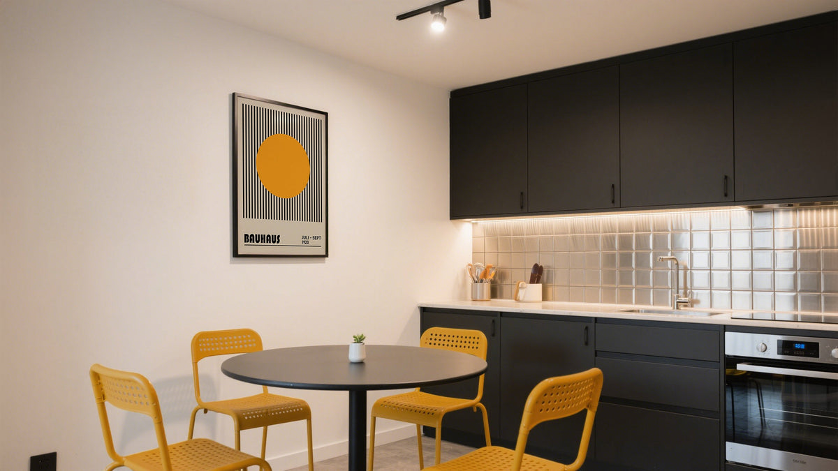 Bauhaus Yellow Wall Art Framed vs Unframed Minimalist Poster