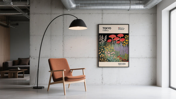 Large Japanese Wall Art of Tokyo Gallery Wild Flowers and Mushrooms