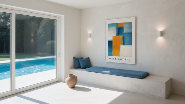 Mark Rothko Inspired Large Abstract Wall Art overlooking swimming pool
