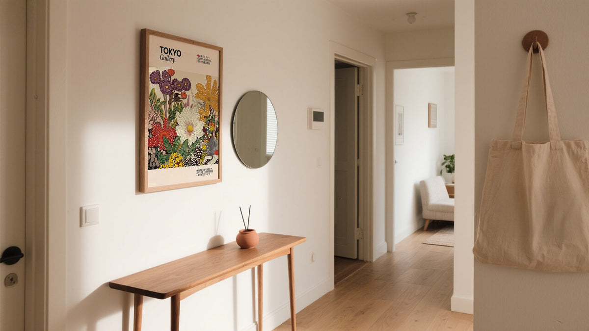 Floral Art Decor for wall in entryway above side table