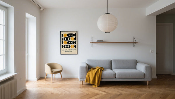 Bauhaus Minimalist Color Theory for Wall Art in Living Room