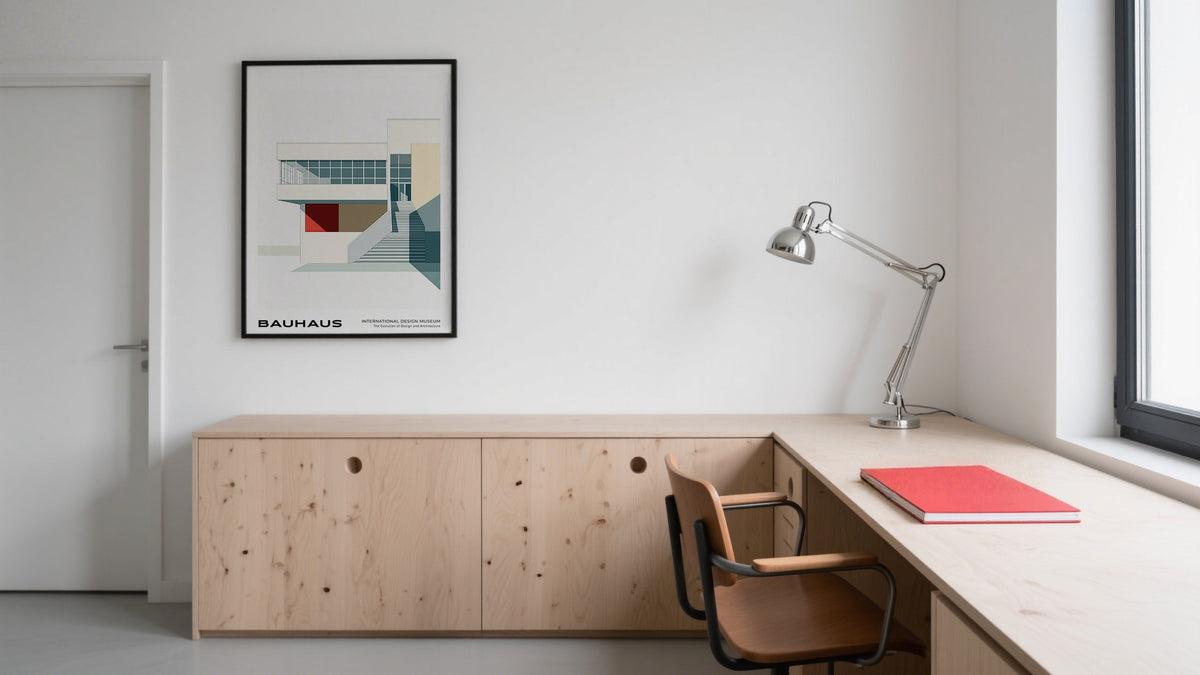 Posters Architecture in a room with a Bauhaus Design Office and poster of architectural home
