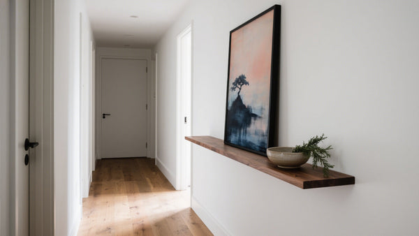 Modern Japanese abstract art displayed in a serene home