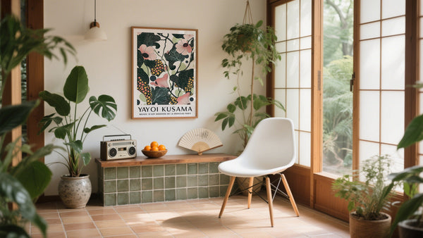 Beautiful floral wall art in pink and green accents