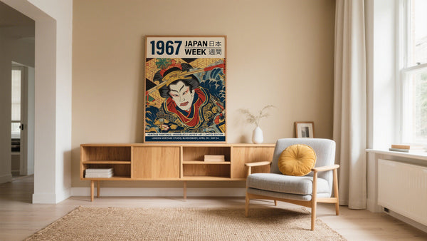 Original Japanese Art of a Samurai Warrior in Ukiyo-e Style Woodblock