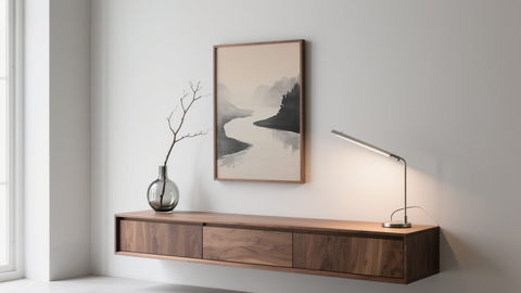 Japan Minimal Art of a silent river in Inkwash style