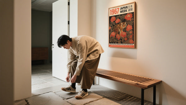 Tiger Japanese Print Block Art above a bench