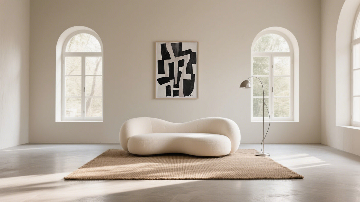 Elegant art in black and white abstract shapes