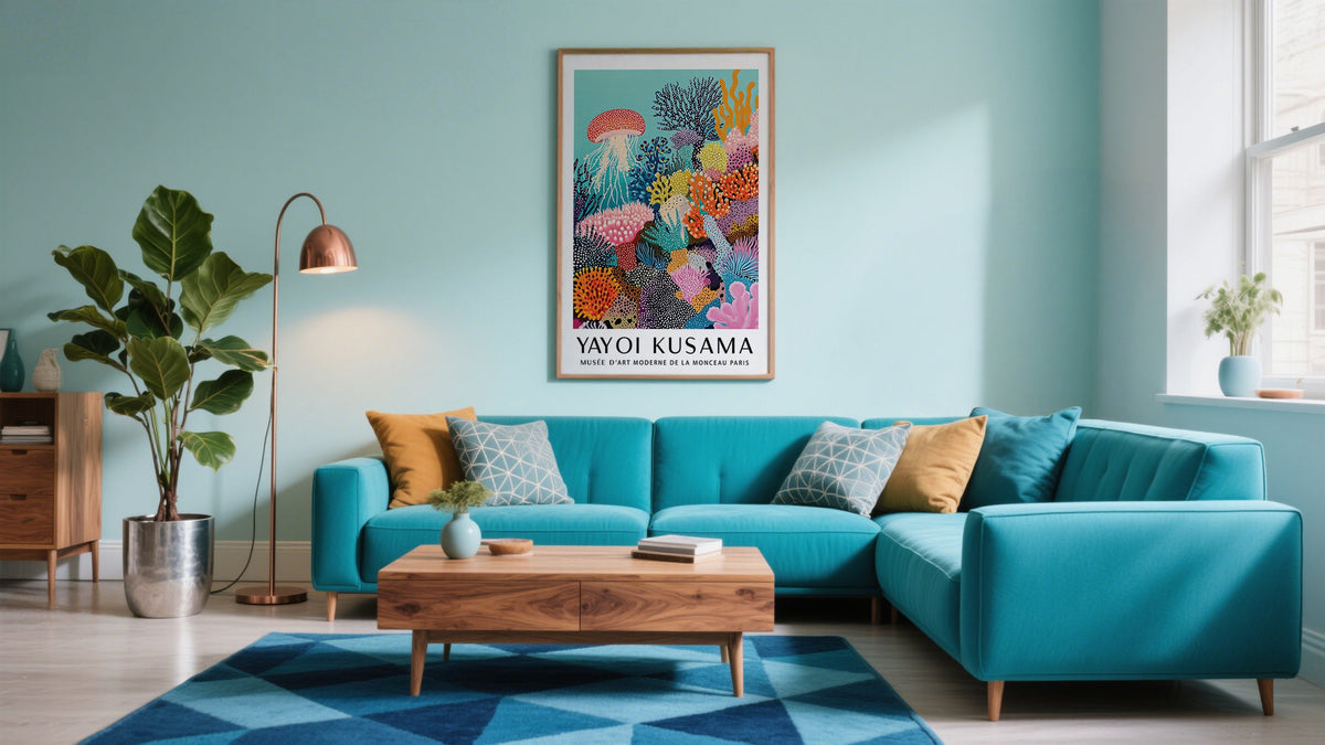 Colorful coral reef wall art modern for living room