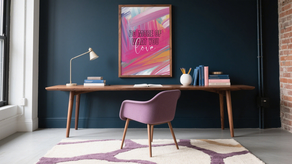 Modern Study are with inspiration sayings posters above  desk