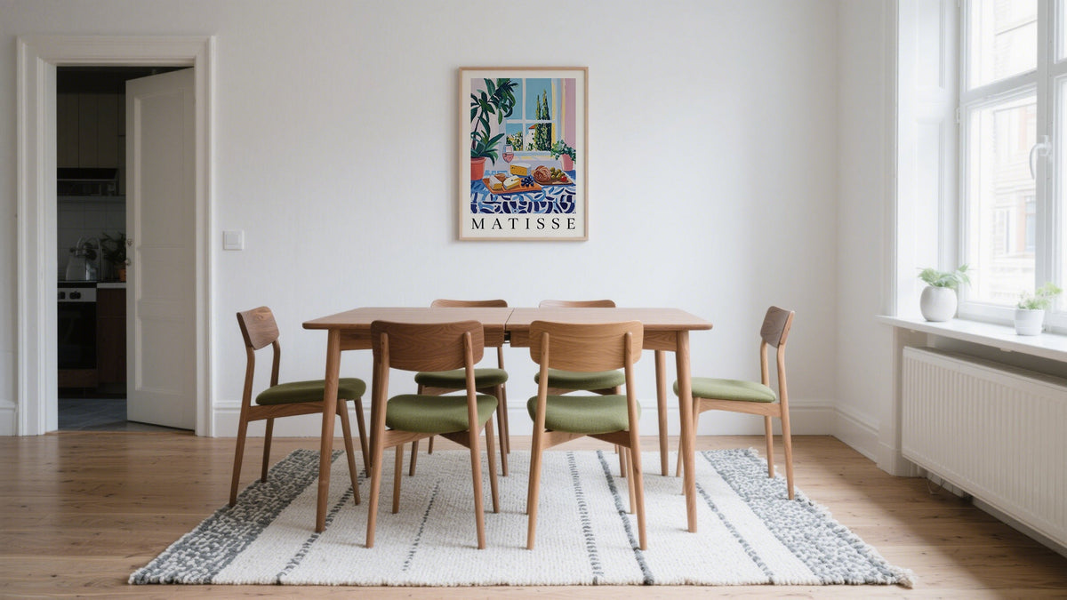 Colorful Matisse art for Dining Room Wall  cocktail illustration used as art for dining room wall featuring food on a table