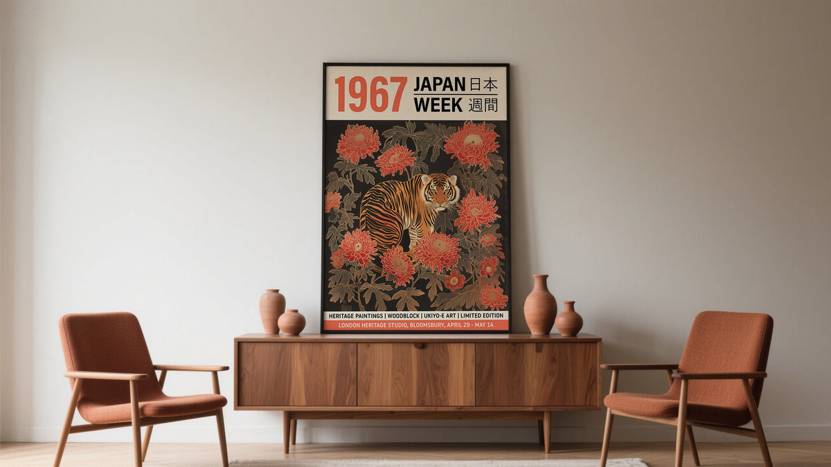 Originals Poster of a traditional vintage woodblock print