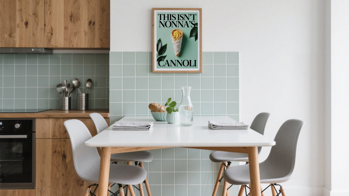 Unframed Art Posters of Kitchen print above dining table