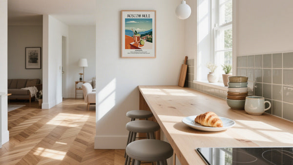 Retro Cocktail Art on kitchen wall