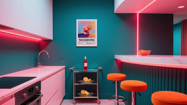 Drink Painting of a negroni in a bar