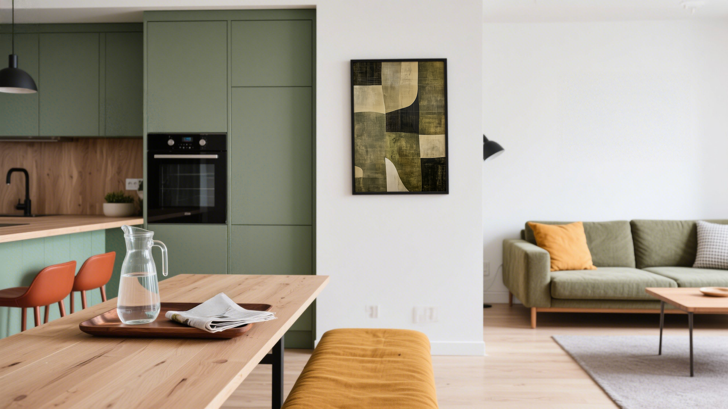 Olive Green Abstract Wall Art: The Perfect Touch for Modern Interiors