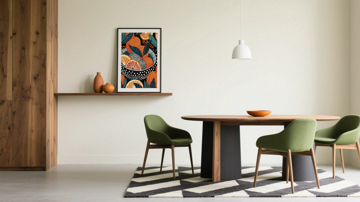 Home Interior Wall Art Framed on wall of a bowl of oranges