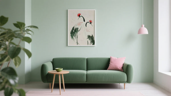 Crane Birds Japanese Wall Art for Living Rooms