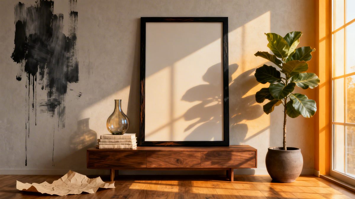 Framed wall art mockup showcasing a stylish wall picture to elevate your space decor.