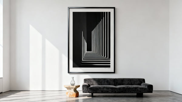 Framed wall art mockup showcasing an oversized poster, perfect for transforming your space with large-format art.